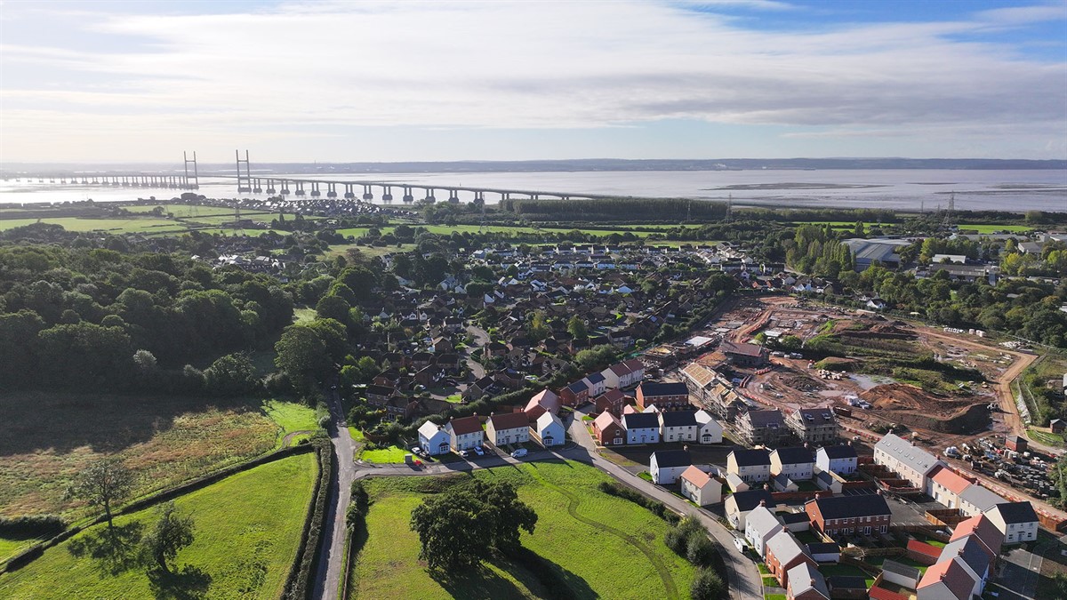 Sunlit Progress: Aerial View of New Homes at The Grove