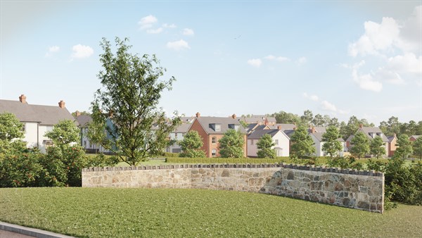 Computer generated image depicts The Wiston and The Camrose housetypes at The Grove development, indicative only.